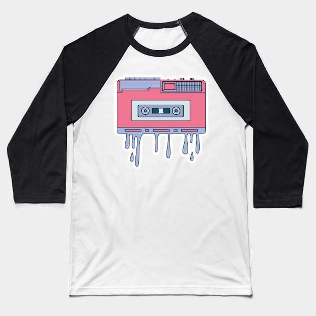 Boombox stereo and Cassette music vector sticker design illustration. Retro icons portable stereo cassette recorder sticker design logo. Baseball T-Shirt by AlviStudio